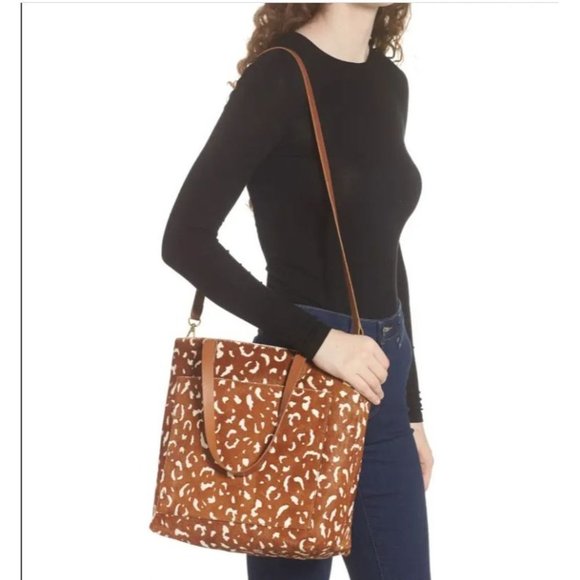 Madewell Handbags - MADEWELL Calf Hair Medium Transport Tote Pecan NEW